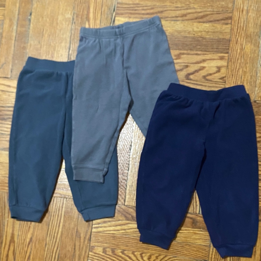 Kids Cozy Fleece Pants - Gray, Navy, and Blue Bundle set